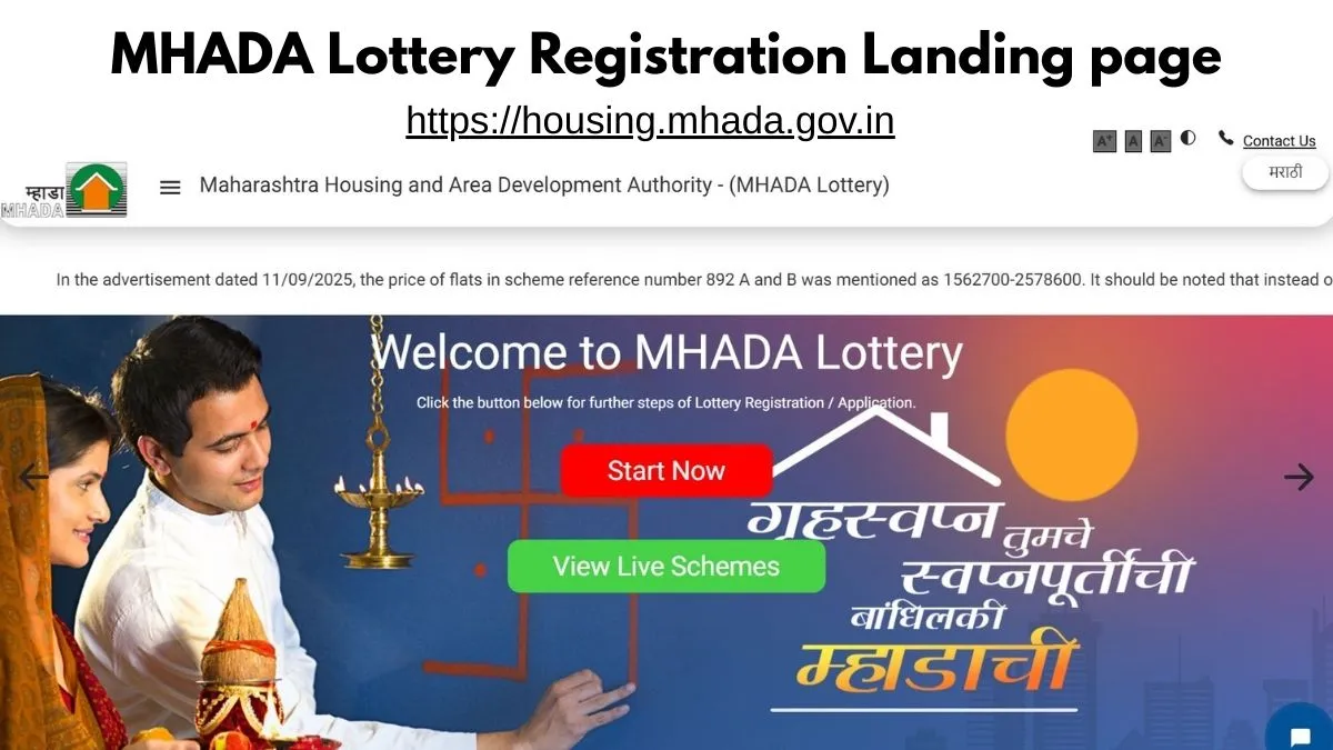 MHADA Lottery Registration Landing page